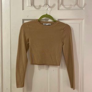 Zara Long Sleeved Ribbed Crop Top